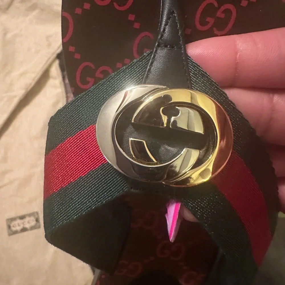 NEW Gucci Black & Brown Interlocking GG Slides